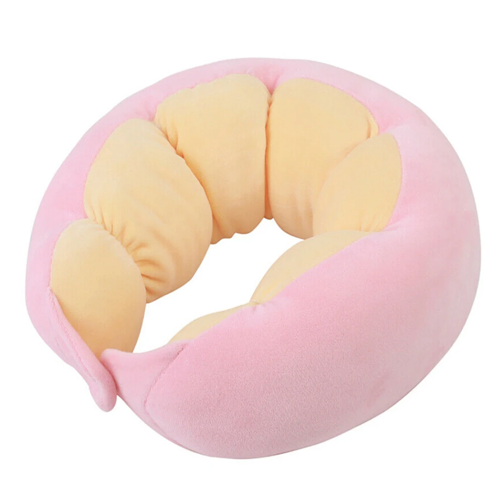 U-образная Подушка, Воздушная, переносная, для шеи, для дома, мягкая, офисная, мультяшная, Гороховая, для головы, моющаяся, для автомобиля, для сна, путешествия, PP, хлопок - Цвет: Розовый