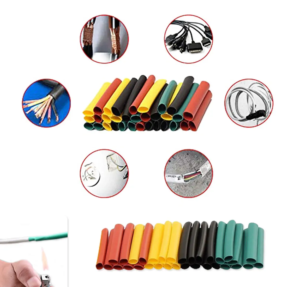 

328pcs/Set Polyolefin Shrinking Assorted Heat Shrink Tube Wire Cable Insulated Sleeving Tubing Set 2:1 Polyolefin 8 Sizes