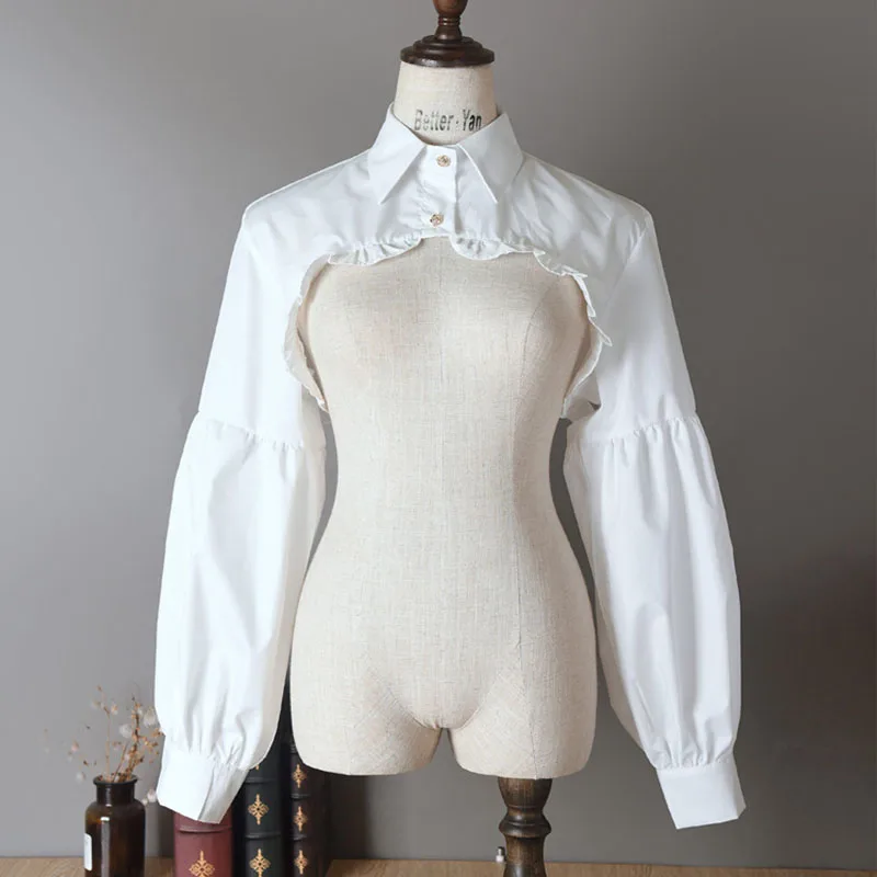 

Long Sleeve Lace Fake Collar Shirt White Detachable Collar Fake Women Vintage Lace Ladies False Blouse Collar Half Shirt