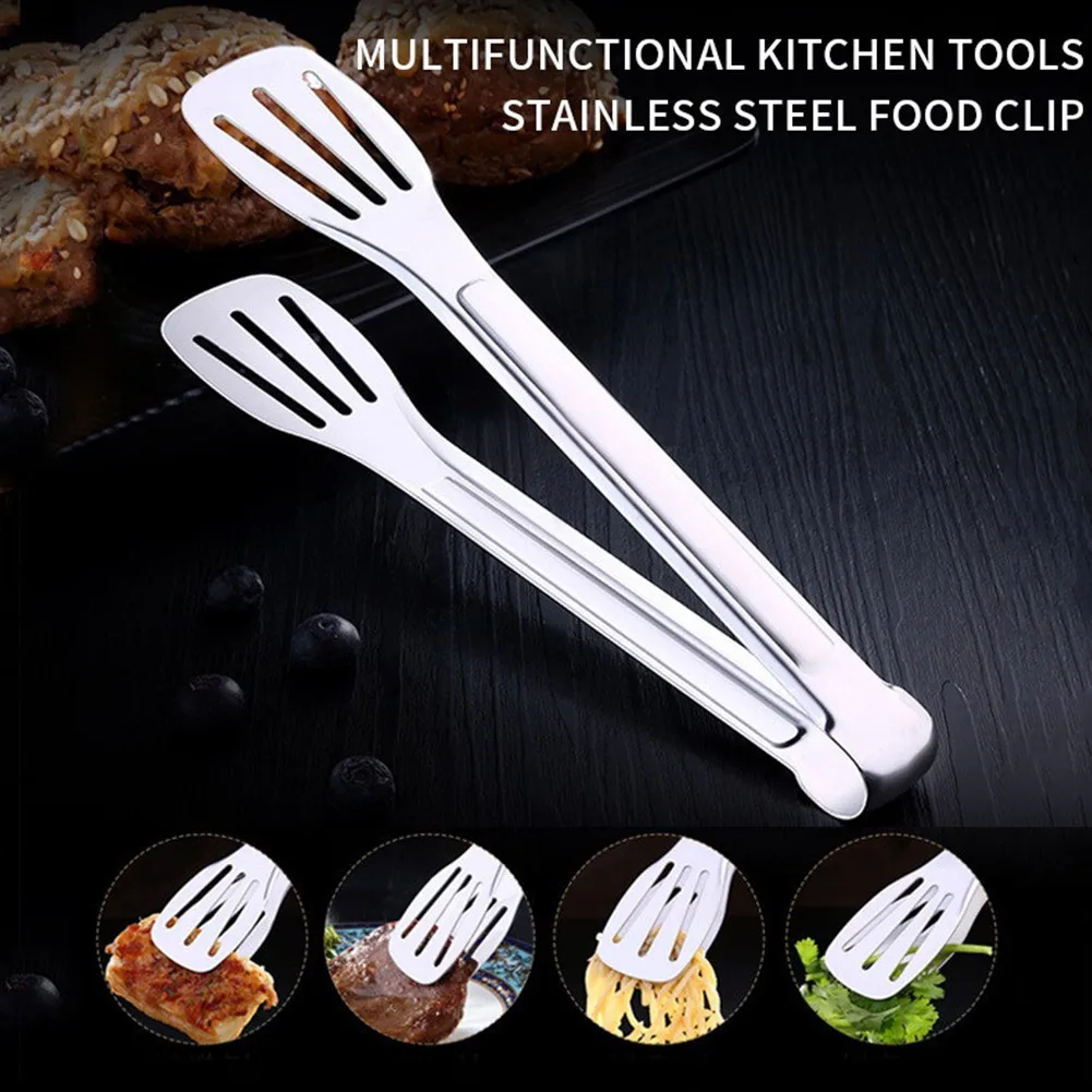 

1pc 3 Size Stainless Steel Food Tong Heat Resistant Hollow-Out Barbecue Tongs Food Clip Buffet Barbecue Kitchen Tools