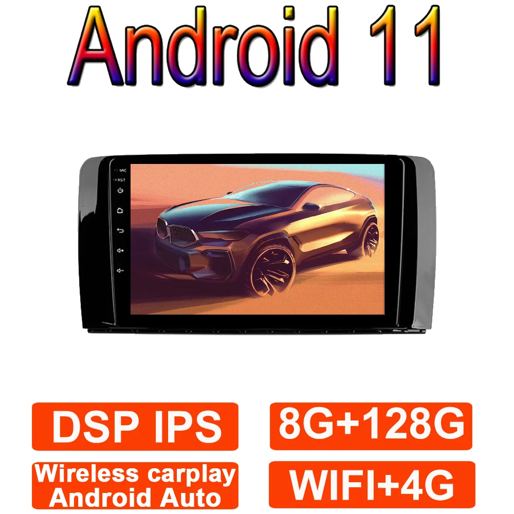 

Автомобильная Мультимедийная магнитола, 9 дюймов, GPS, Bluetooth, Android 11, для Mercedes Benz R Class W251, R280, R300, R320, R350, R63 2005-2017