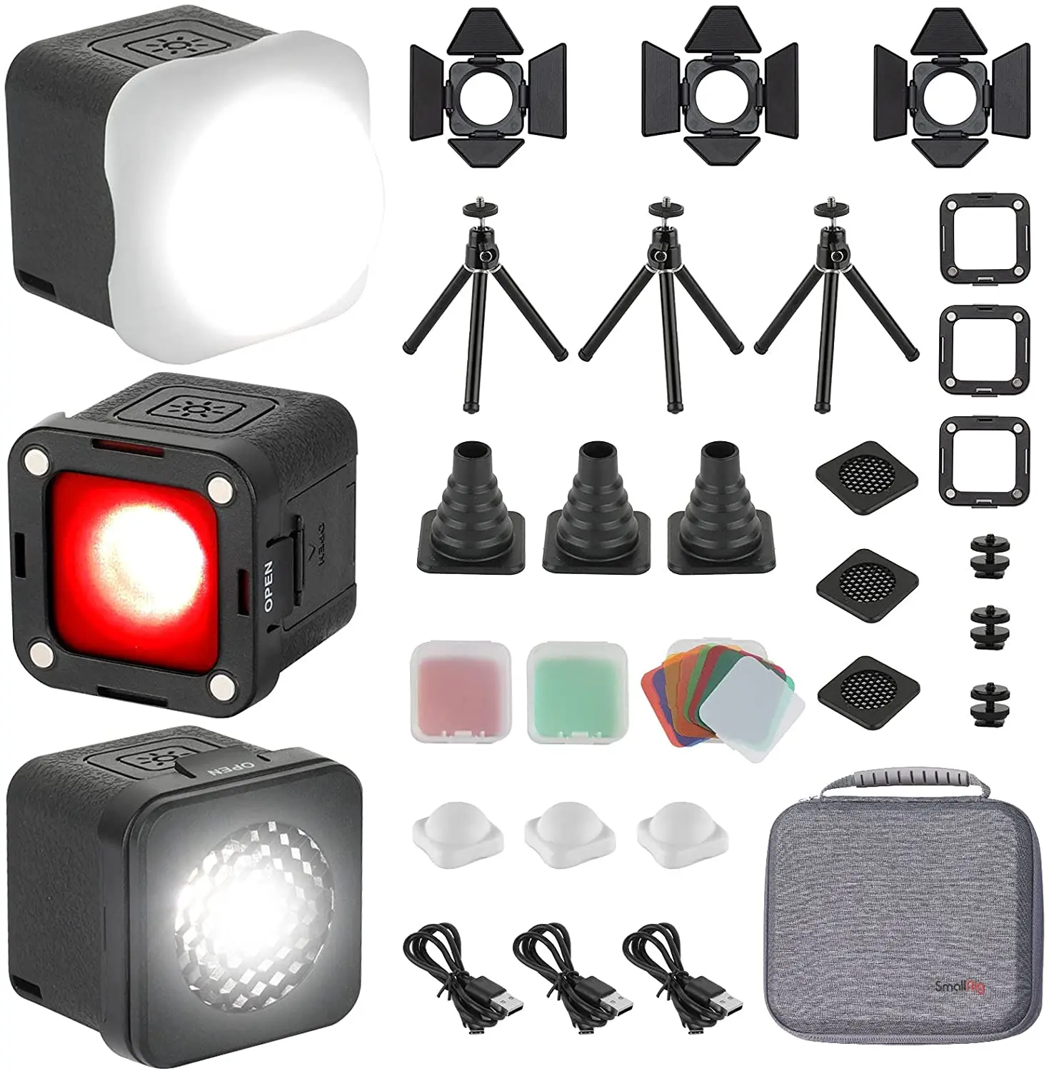 

SmallRig RM01 LED Video Light Kit (3 Pack), Waterproof Portable Camera Light Kit Mini Cube with 8 Color Filters, Dimmable Fill