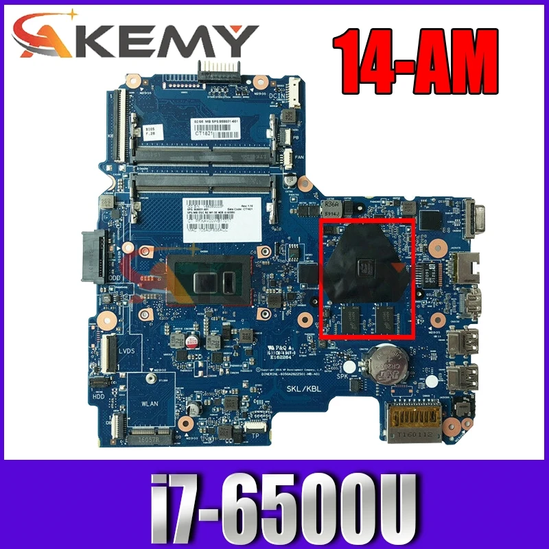 

AKemy материнская плата для ноутбука HP павильон 14-AM 14-AC I7-6500U материнская плата SR2EZ 6050A2822501 858033-001 216-0864032