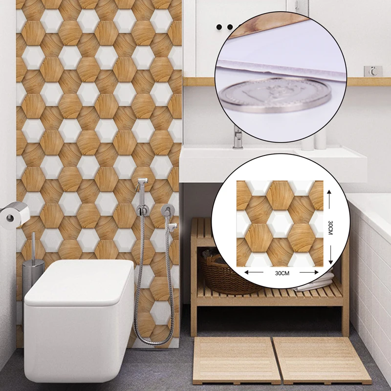 

3D Wall Sticker DIY Brick Stone Pattern Self-Adhesive Waterproof Wall Stickers Kitchen Backsplash Bathroom Wall Tile Stickers