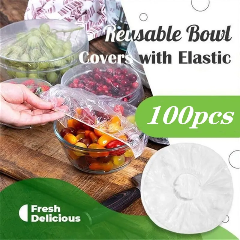 

100Pcs Isolation Peculiar Smell Reusable Kitchen Fruit Fresh Keeping Bowl Dustproof Wrap Seal Elastic Fresh Keeping Caps