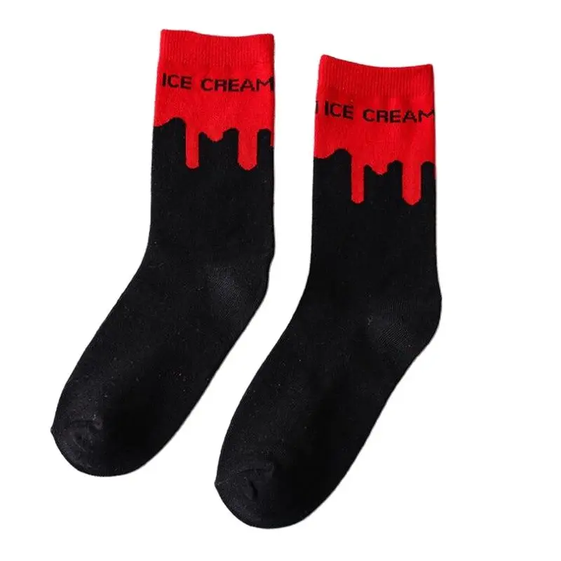 Japanese Kawaii Ice Cream Patterned Women Socks Cotton Novelty Funny Cute Art Crew For Female Student Sox Calcetines | Женская одежда