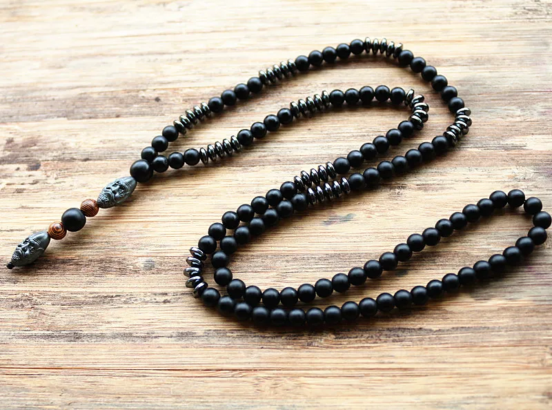 

New Design Black Men's Hematite Carving Bead Necklace Fashion Jewelry Drop shipping