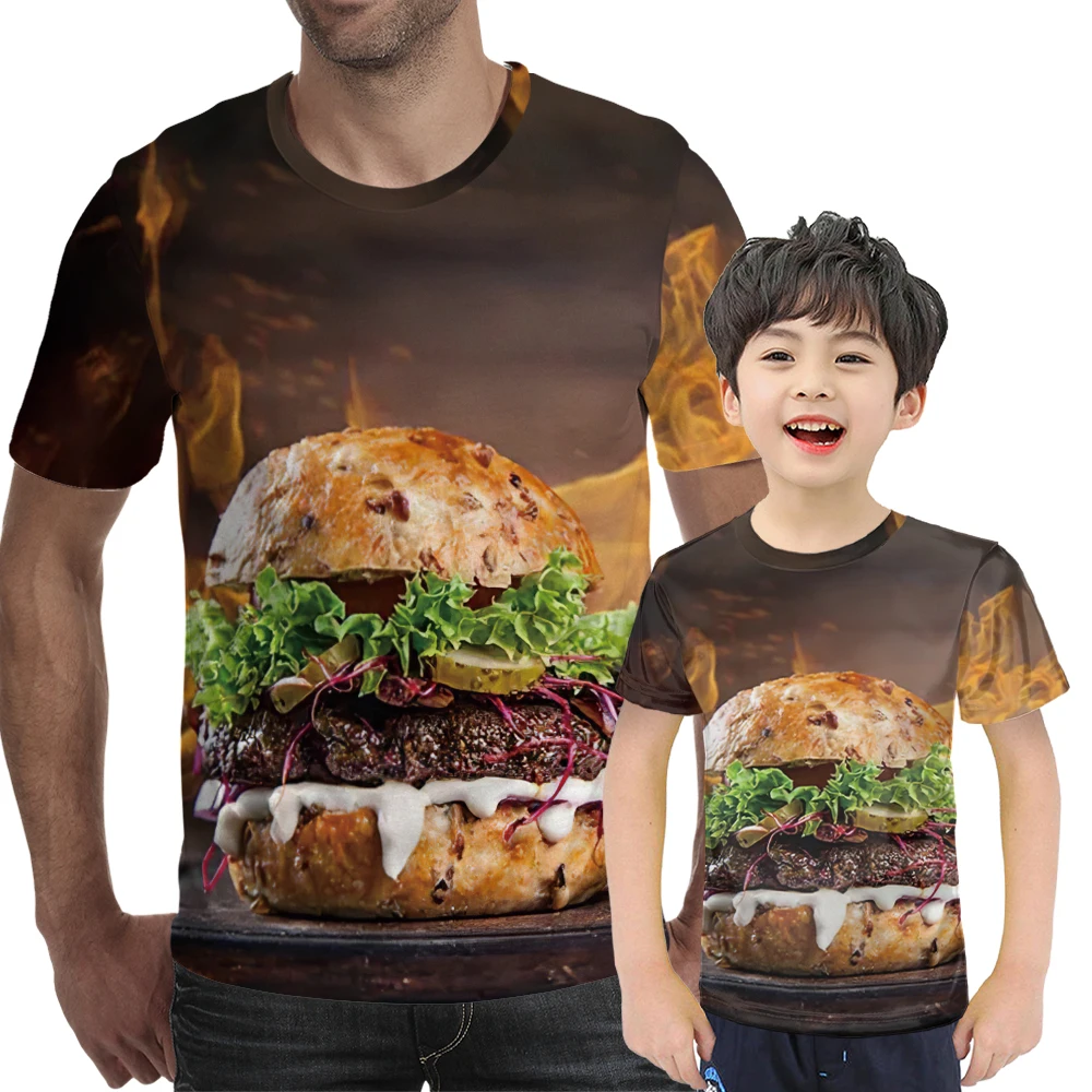 

New 3D printing fashion men's and women's cartoon T-shirt Hamburg cute casual Harajuku Shirt Short Sleeve fashionable summer