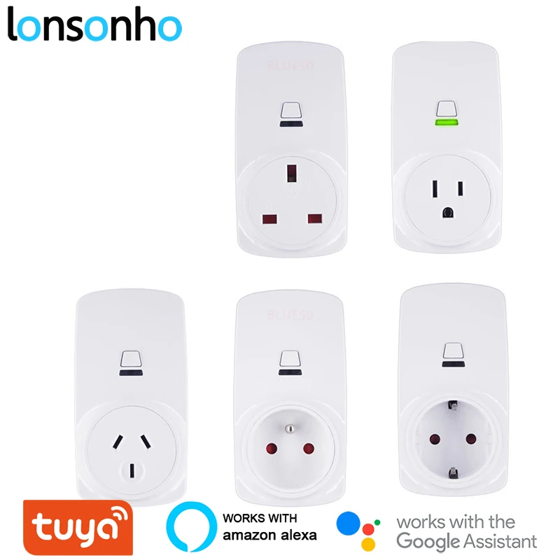 Lonsonho умная розетка Wifi розетка EU FR Uk US AU розетка 10A 16A Tuya Smart Life App работает Alexa Google Home Беспроводное управление