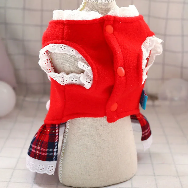 Модная одежда для домашних животных пальто собаки рождественское кружевное