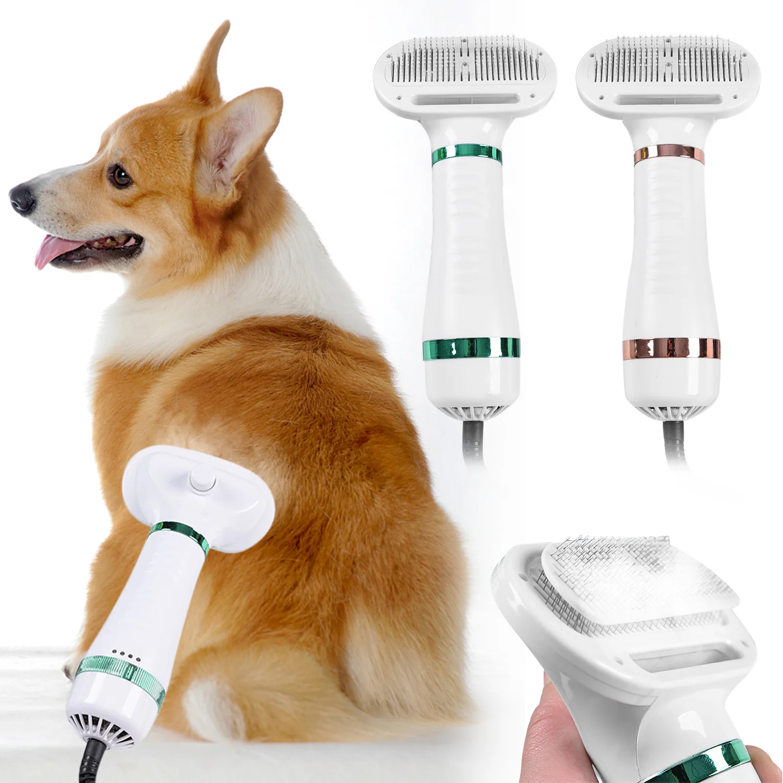 

Portable 2 In 1 Pet Hair Dryer Pet Grooming Blower With Brush For Cat Dog Pet Grooming Cat Hair Comb Low Noise