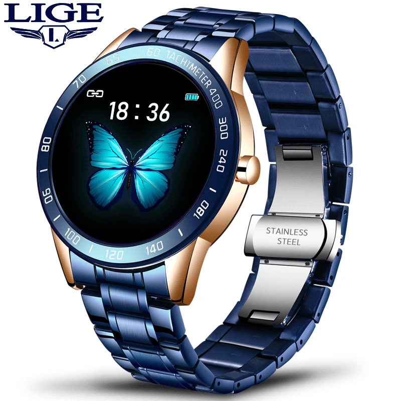 

LIGE Smart Watch 2020 New Waterproof Sports Fitness Tracker Heart Rate Blood Pressure Pedometer For ios Android smartwatch Men