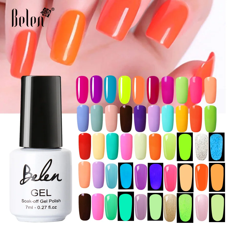 Белена 7 мл Гель лак для ногтей Цвет зеленый желтый флюоресцентные цвета серии