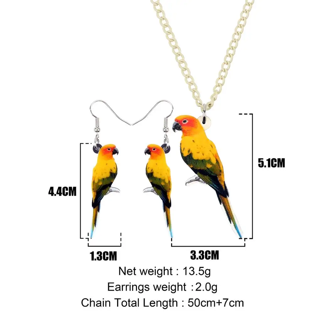 Акриловые подвески Bonsny в виде птиц ожерелье серьги ювелирные наборы тропические