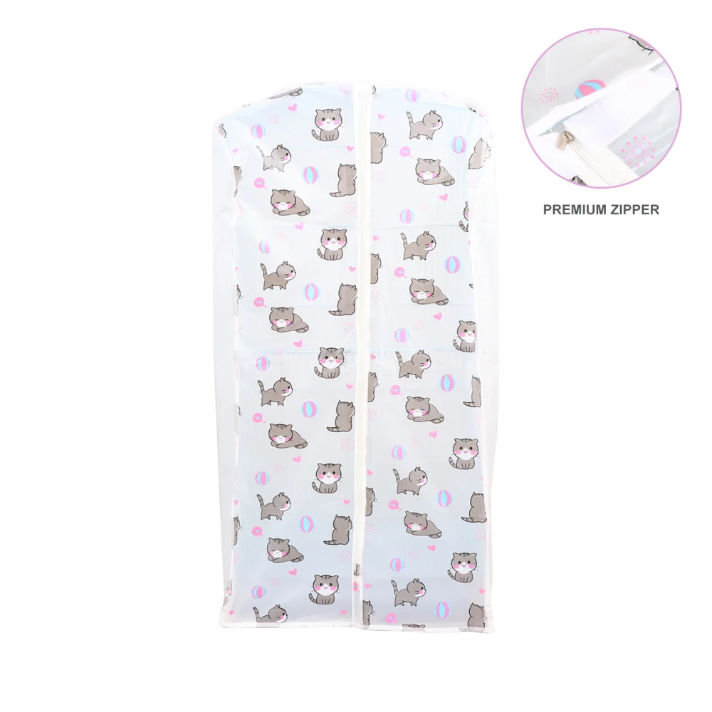 

1PC Hanging Type Clothes Cover Lovely Cat Printed Clothes Dust Bag Household Clothing Dust Protectors 3D Clothes Stora