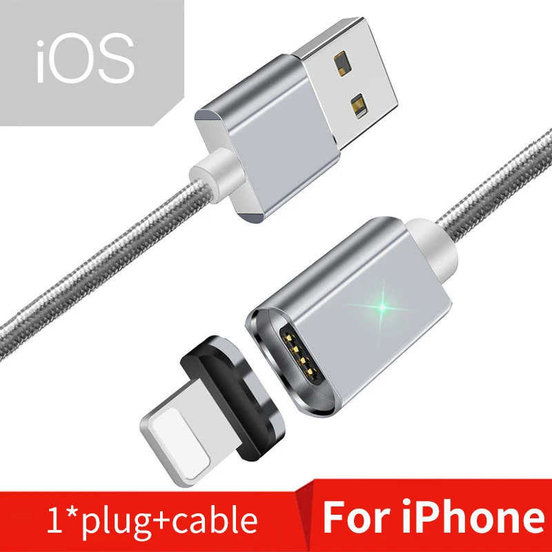 Essager 1/2/3 м Магнитная Micro USB кабель для передачи данных для iPhone Android Тип-Док-станция с usb зарядка магнит Зарядное устройство адаптер Тип USB c телефонных кабелей - Цвет: Silver iOS Cable