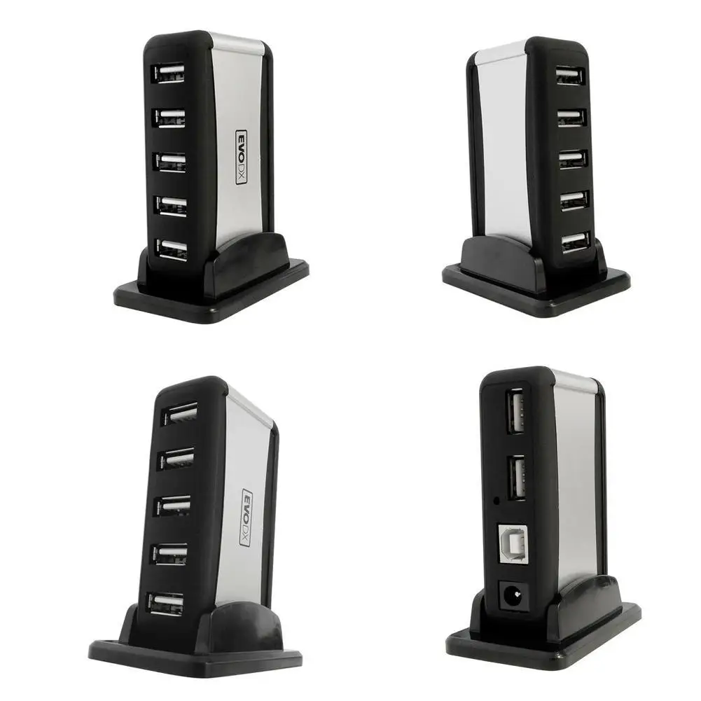 Вертикальный 7-Порты и разъёмы USB 2,0 usb-хаб высокого Скорость один основание сиденья и семь Порты usb-хаб сплиттер с Питание черный