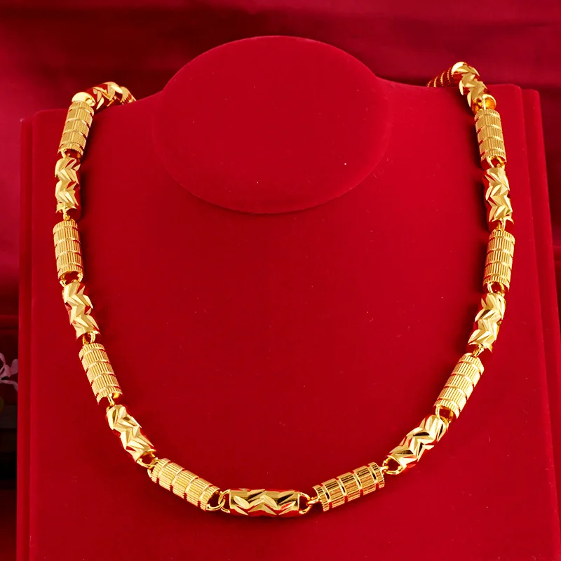 Ожерелье с подвеской из натурального 24-каратного чистого золота 8 мм 60 см |