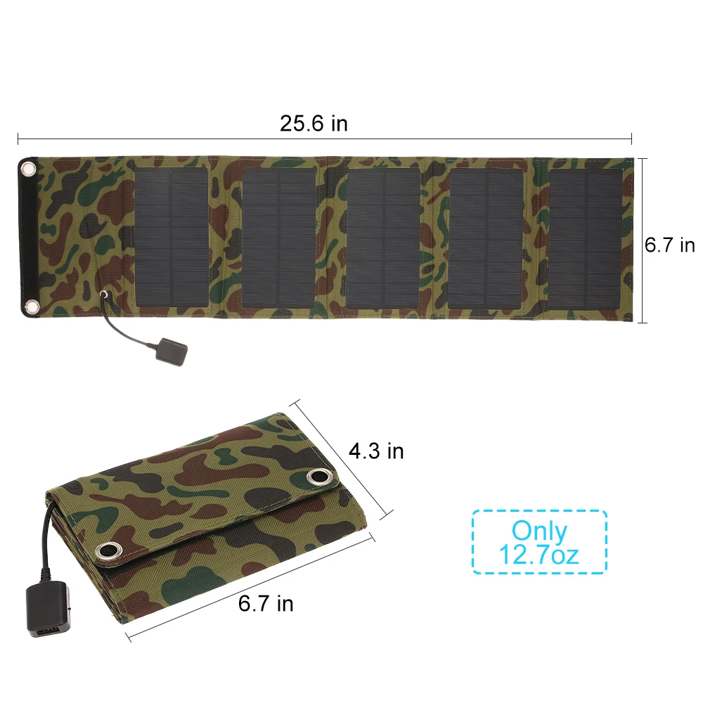 10W/5V Порты и разъёмы в состоянии Солнечный Зарядное устройство с USB складной 5