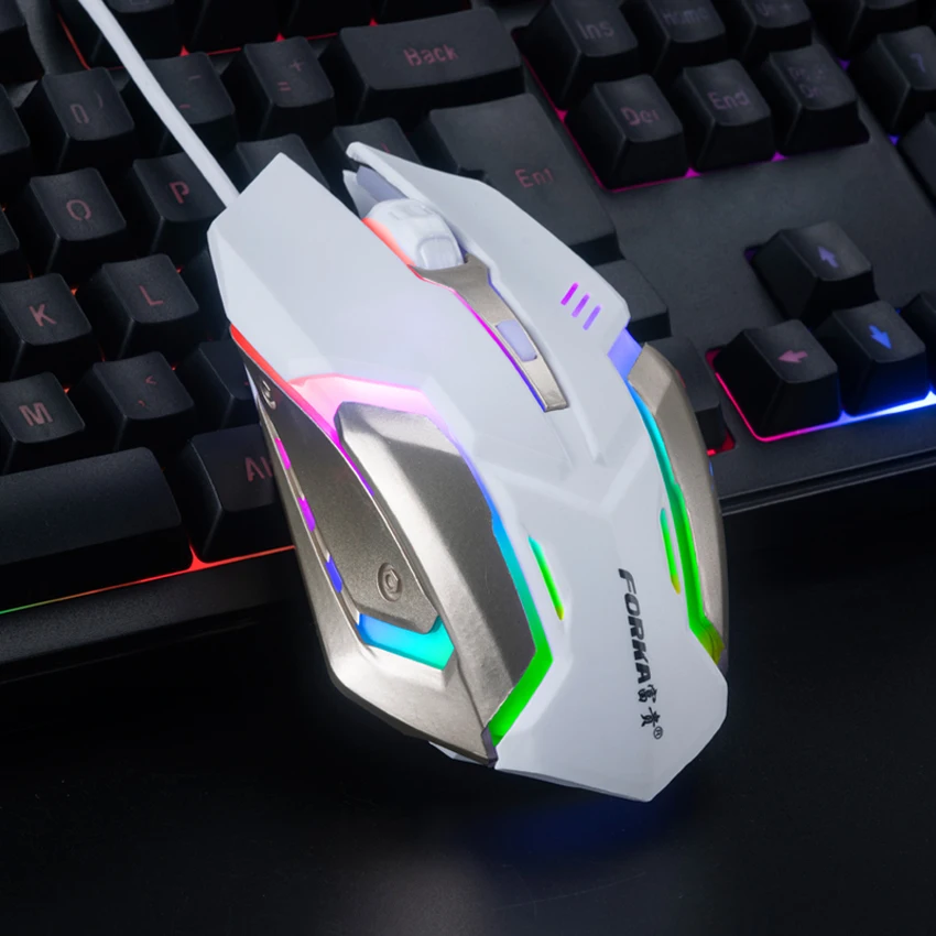 Проводная игровая мышь с тихим кликом USB 2400DPI Бесшумная светодиодная оптическая