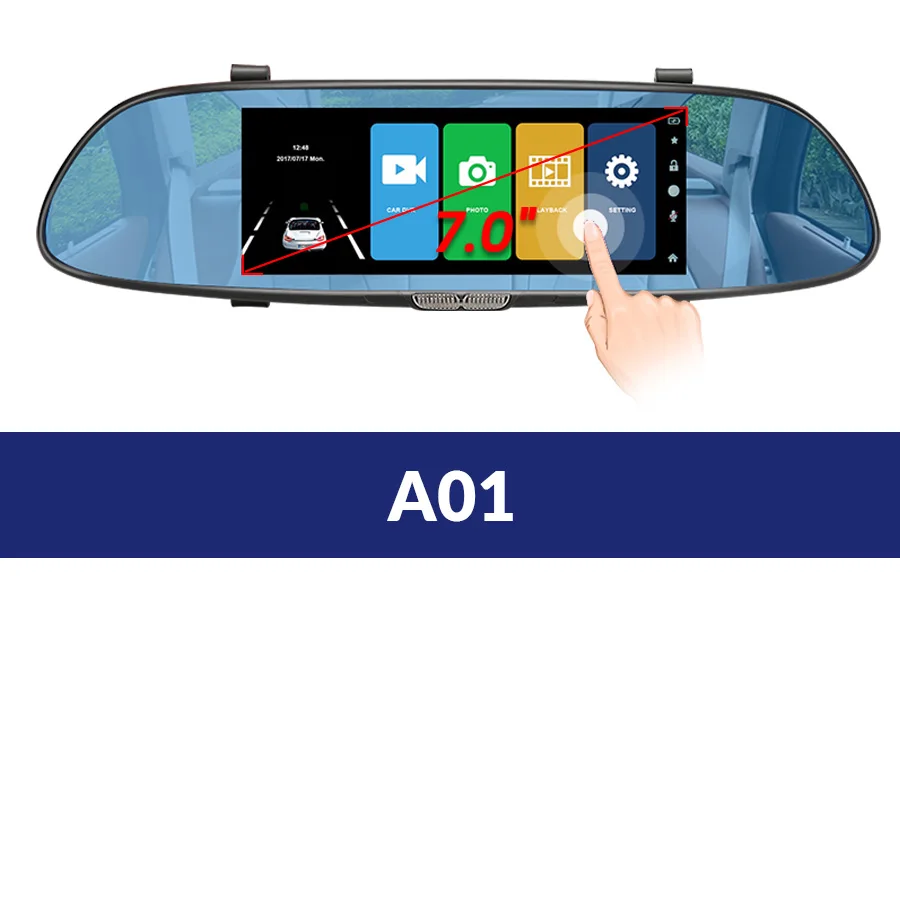 A01 E-ACE Автомобильный видеорегистратор FHD 1080P Dashcam 7 дюймов dvr зеркало видео рекордер автомобильная камера с камерой заднего вида авто регистратор Dvrs видеорегистратор - Название цвета: A01