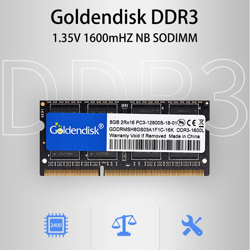 Goldendisk DDR3 1600 МГц 4 Гб памяти для ноутбука DRAM SODIM 1,35 в 2 ГБ 8 ГБ ноутбук мини ПК Низкое напряжение