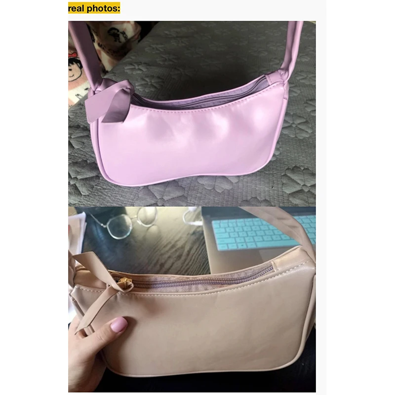

Soft PU Leather Women Purple Underarm Bag Retro Solid Color Ladies Baguette Handbags Fashion Design Girls Small Shoulder Bags