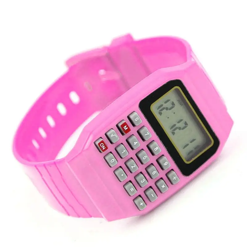 

Fashion Design Fad Children Silicone Date Multi-Purpose Kids Electronic Calculator Wrist Watch Compact Size
