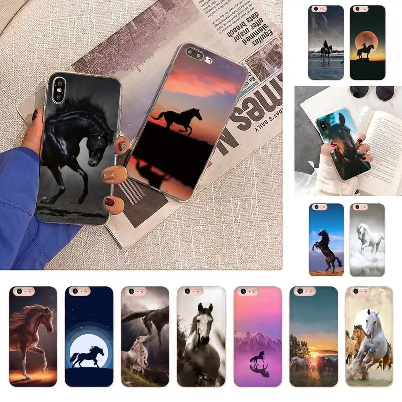 

YNDFCNB Running horse Phone Case For iphone 13 X XS MAX 6 6s 7 7plus 8 8Plus 5 5S se 2020 XR 12 11 pro max Fundas Capa