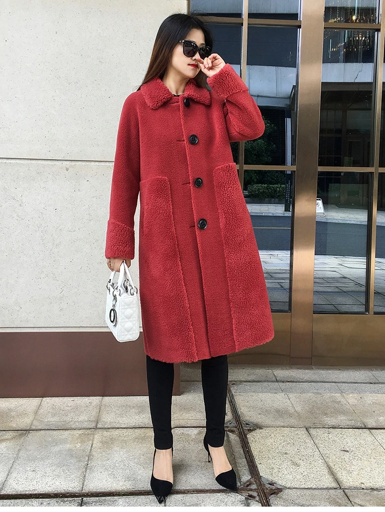 Женское зимнее пальто из 30% натуральной шерсти, теплая куртка, меховые пальто для девочек, Женская длинная куртка, пальто SY01