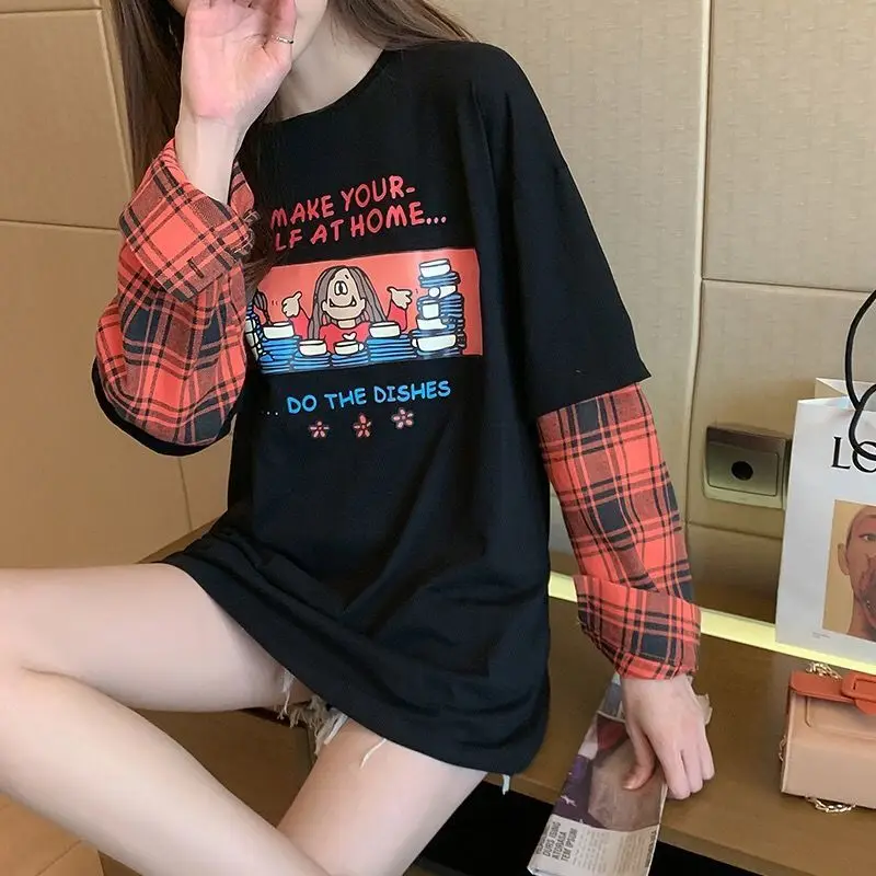 

Long Sleeve Cotton T-shirt New Harajuku T Shirt for Women Ladies Girl Tshirt Teenage Graphic Cute Tee Top Clothes Print Clothing
