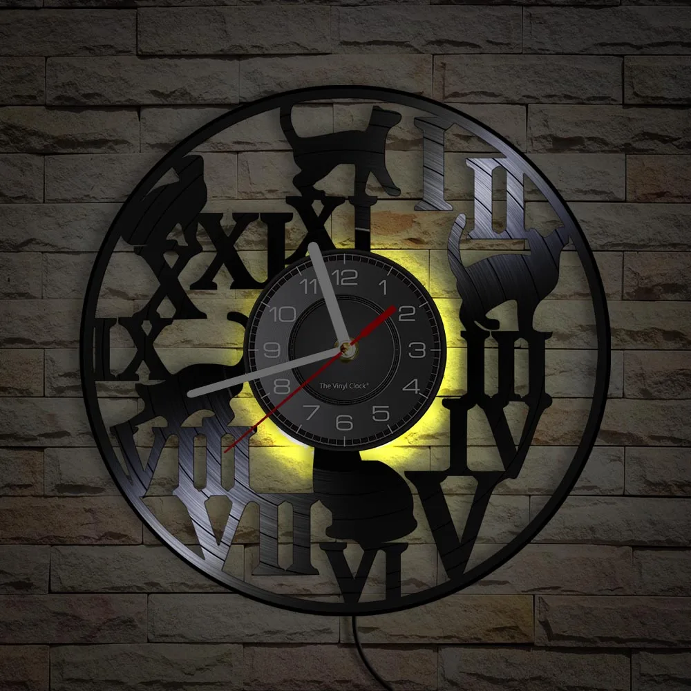 Кошек виниловых пластинок учета рабочего времени светодиодный светильник декор