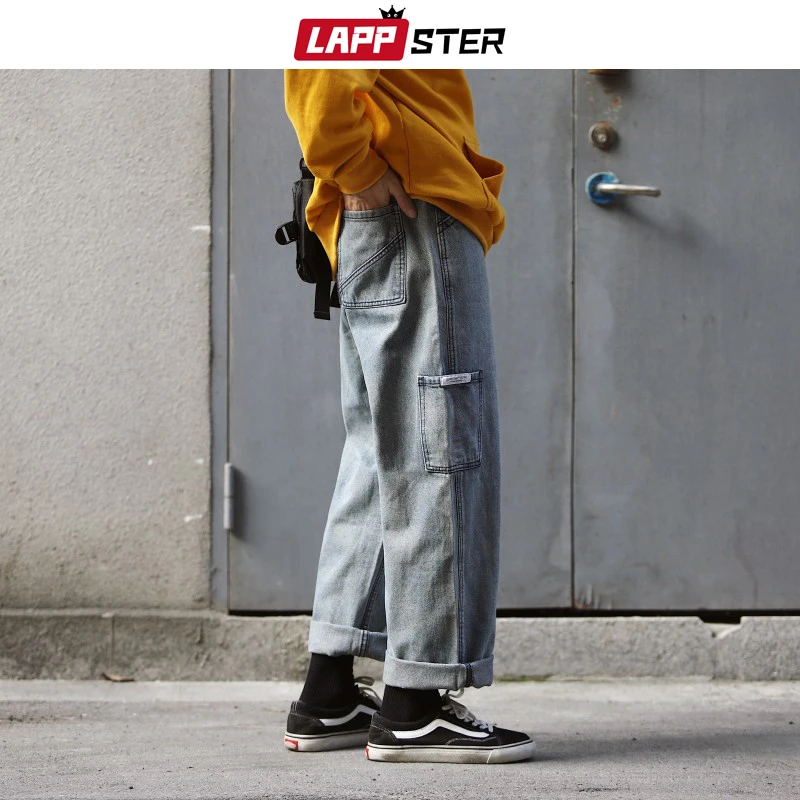 LAPPSTER уличные джинсы хараюку брюки 2020 Мужские Винтажные шаровары джинсовые