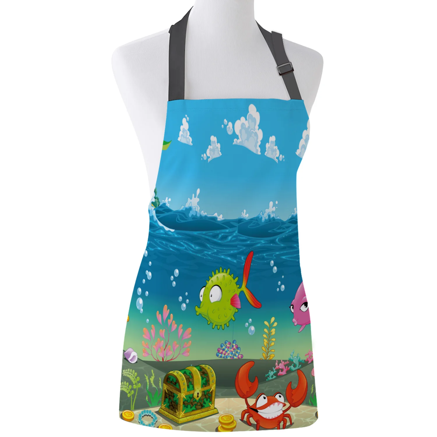 Tophome Кухонный Фартук мультяшный подводный мир океан Краб регулируемые фартуки из
