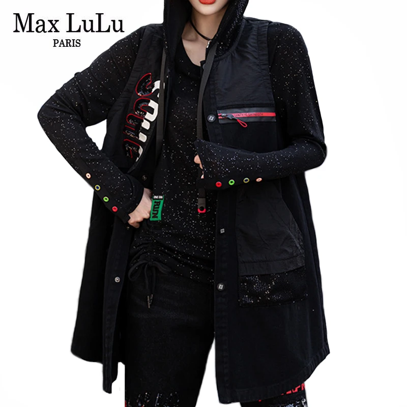 Max LuLu роскошный Корейский панк жилет женский с капюшоном уличная женская