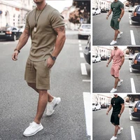 mens summer suit 2021 summer short sleeve shorts two piece sports and leisure mens suit beach