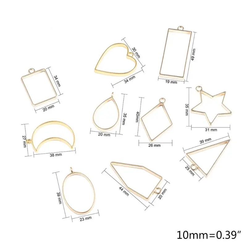 

30Pcs Geometric Shape Metal Frame Set DIY Epoxy Resin UV Crystal Silicone Molds Jewelry Pendant Making Accessories