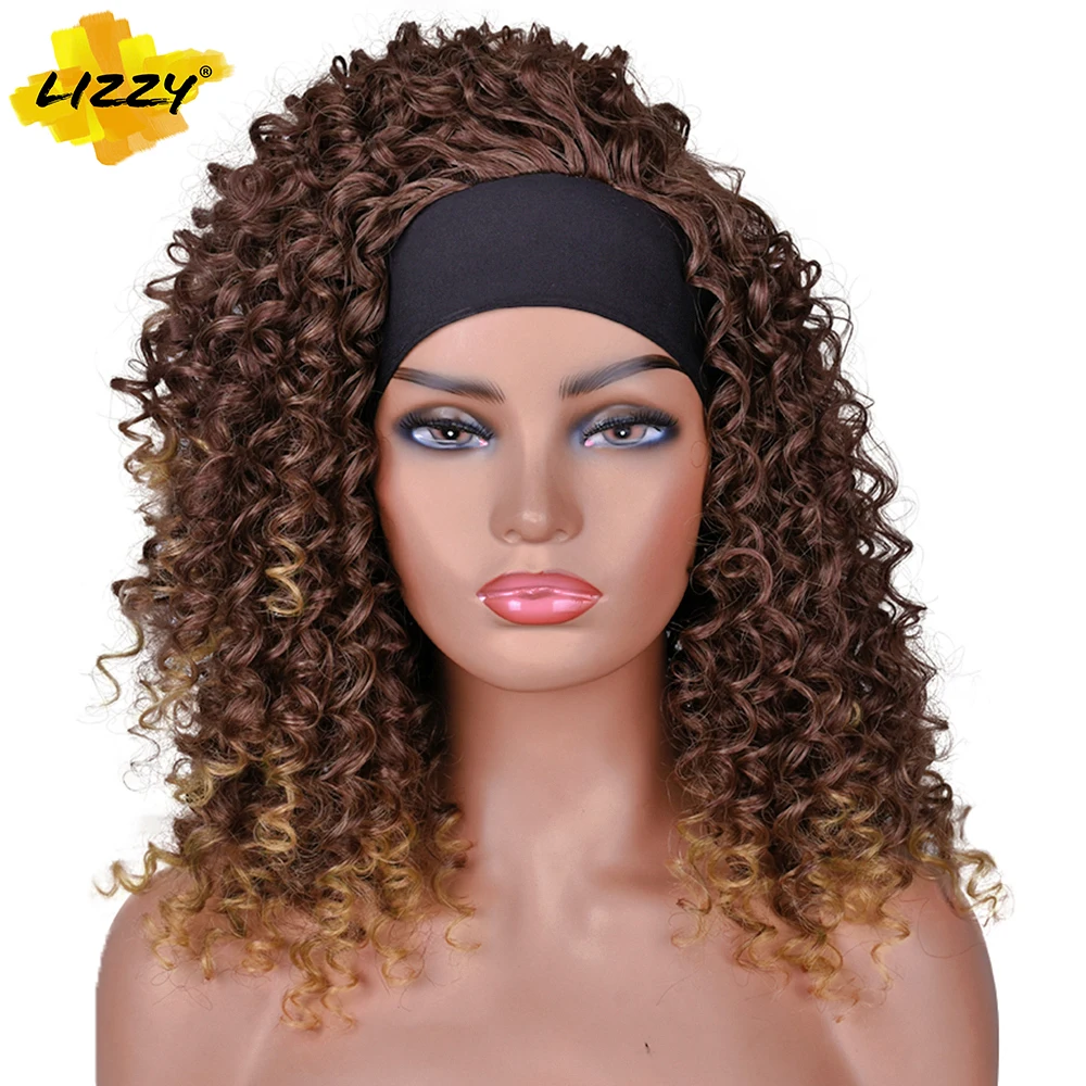 

Long Curly Hair Synthetic HeadBand Wig Cosplay Glueless Drag Queen Black Wigs For Black Women 18inch Lizzy Hair