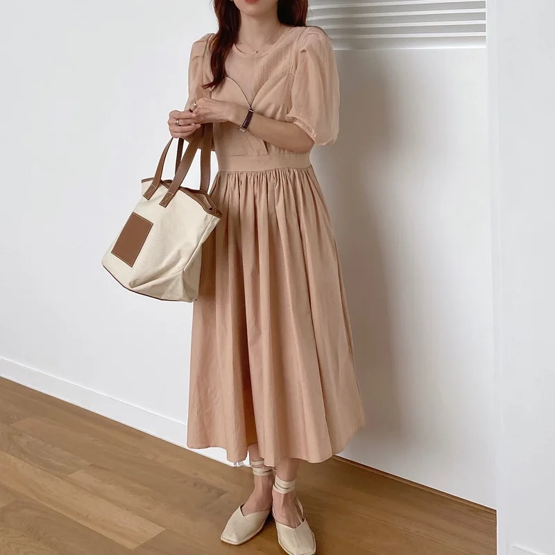 

2020 Women Summer Vintage Loose Slim Waist Camisole Dress Pleated Sleeveless Tank Sundress Zipper