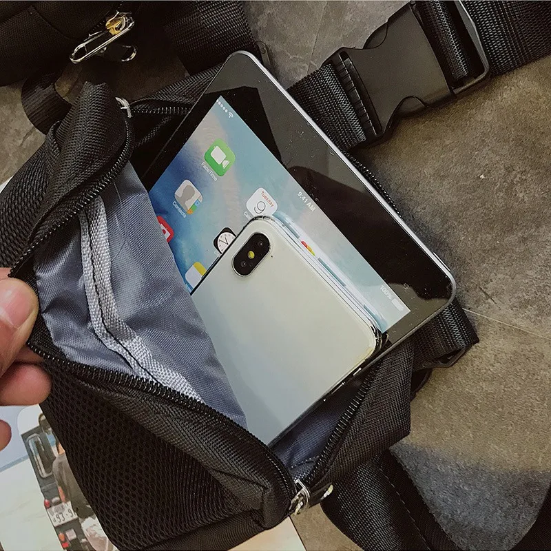 Модный хип хоп Уличная Мужская нагрудная сумка с несколькими карманами жилет