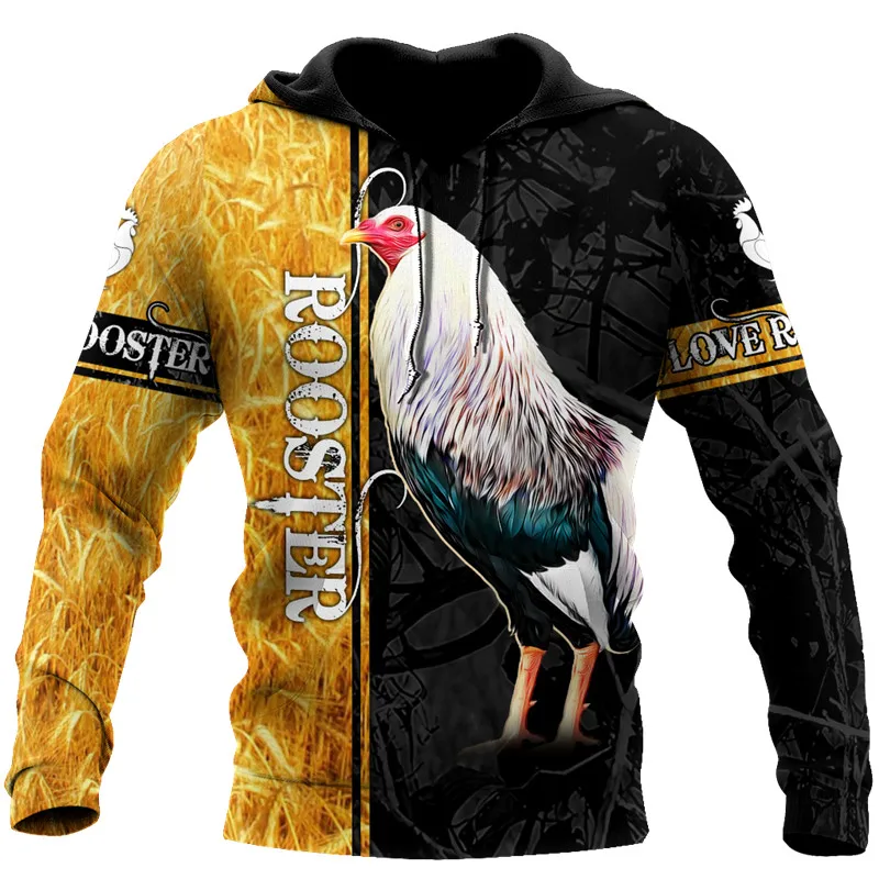 

Новая красивая толстовка с петушками, повседневная толстовка унисекс с 3D принтом, на молнии, Повседневная Уличная Толстовка в стиле хип-хоп