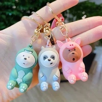 korean cartoon three bears keychain cute unicorn pendant bear epoxy doll car key chain backpack ornament decoration gift
