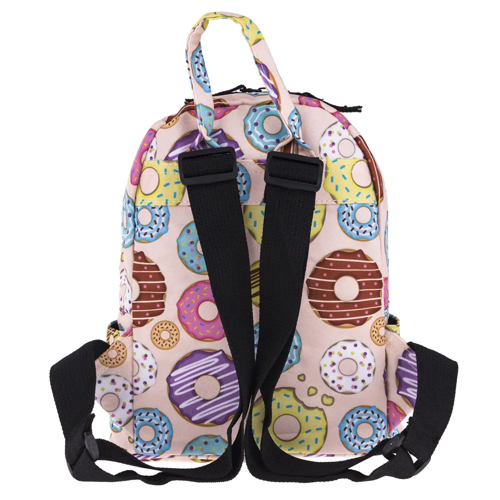 Cartoon Print School Bag For Girl Cute Donuts Kawaii Backpack Mini Casual Waterproof Travel Small Backpack Women