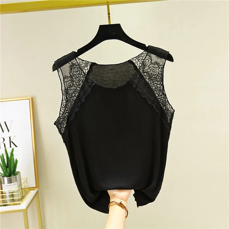2020 летний топ женский кружевной без рукавов сексуальная женская футболка жилет