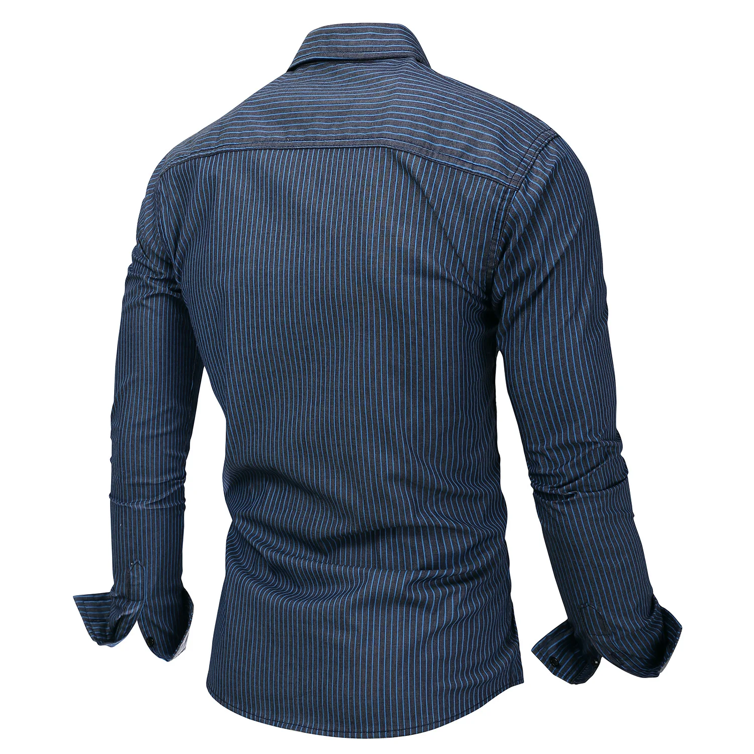 Весенняя и Осенняя модная мужская новая простая полосатая Мужская джинсовая