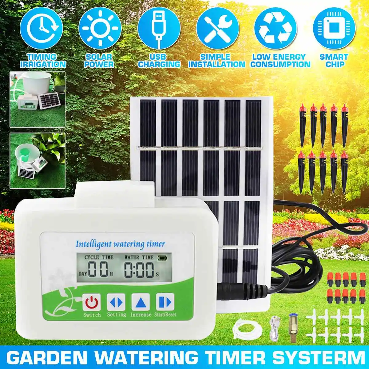 Система капельного орошения на солнечной батарее садовый автоматический таймер
