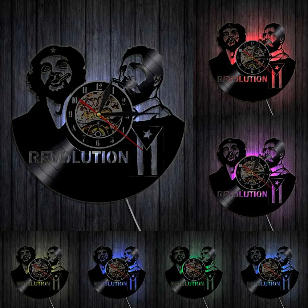 Настенные часы с виниловой пластиной кубинской Фидель Кастро Че Гевара