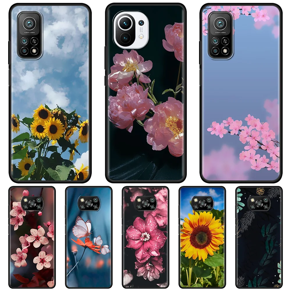 

Beautiful Flower Silicone Case for Xiaomi Mi 10T Pro 11 Lite 5G Note 10 9T 11 Uitra 10T A2 CC9 CC9E 8 9 11X Back Phone Bag
