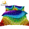 BlessLiving Rainbow Bedding Set Geometric Quilt Cover Bohemian Bedclothes Colorful Bed Set Color Gradient Home Textiles 3pcs 1