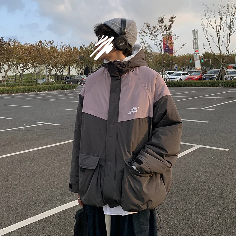 2019 Winter New Trend Large Size Thick Loose Couple Wild Sports Students Hit The Color Lamb Wool Street Casual Cotton Clothing | Мужская